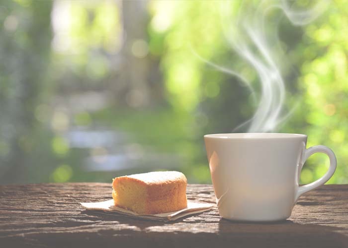 自宅の庭で一息